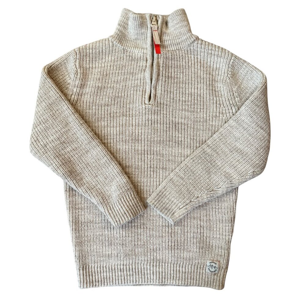 H&M boys 6X/7 pullover sweater beige long sleeve quarter zip high collar